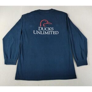 Artisans Ducks Unlimited Shirt Mens Large Blue Long Sleeve Hunting Graphic Tee